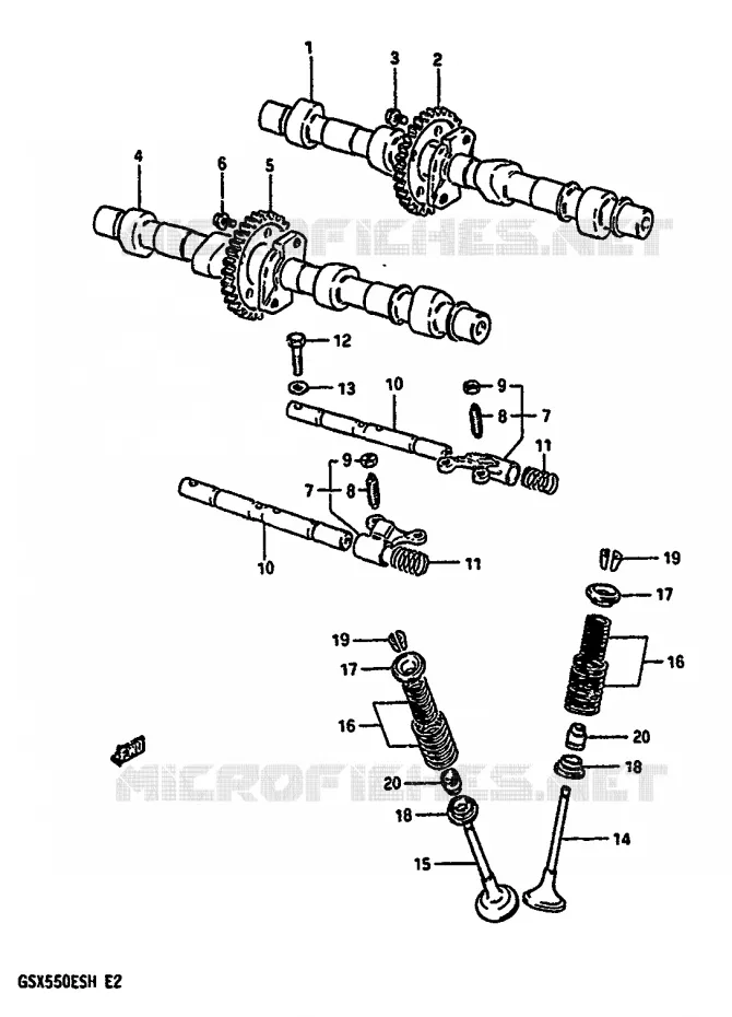 CAM SHAFT-VALVE Suzuki MOTO 550 GSX-E 1985  GSX550ESF(F/G/H)