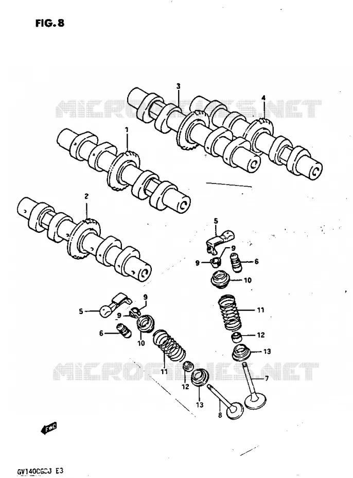 CAMSHAFT -VALVE Suzuki MOTO 1400 CAVALCADE 1986  GV1400GDG(G/H/J)