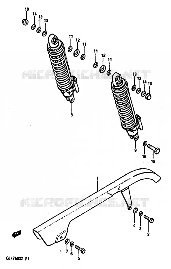 CHAIN GUARD - REAR SHOCK ABSORBER Suzuki MOTO 750 GSX-S 1982  GSX750SZ