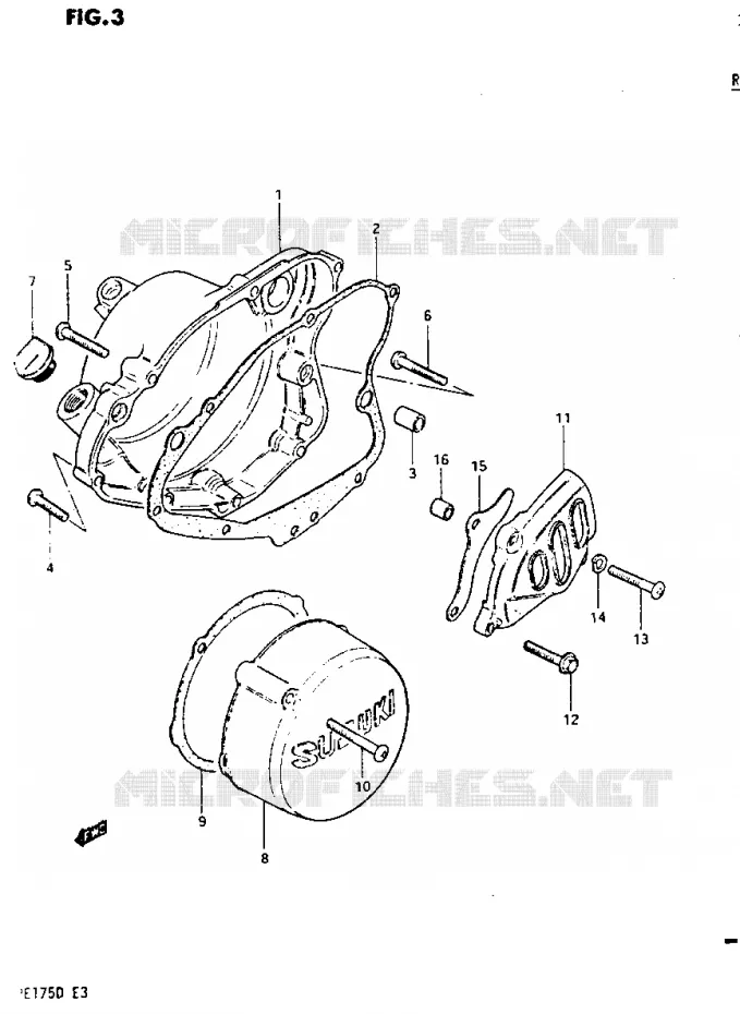CRANKCASE COVER Suzuki MOTO 175 PE 1982  PE175Z(Z/D)