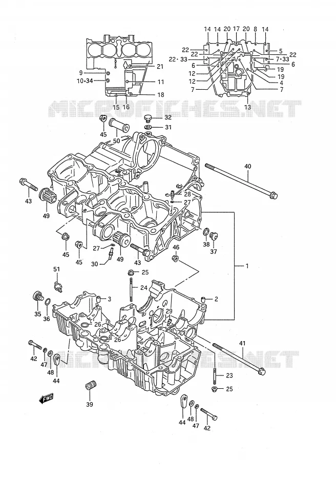 CRANKCASE Suzuki MOTO 1100 GSX-F 1993  GSX1100FP(E28)