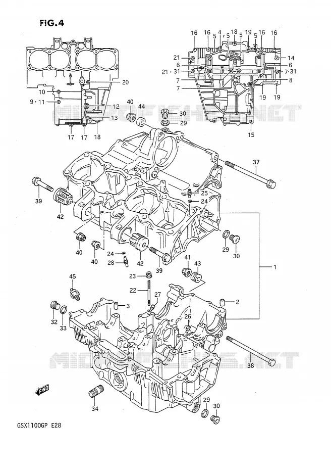 CRANKCASE Suzuki MOTO 1100 GSX-G 1993  GSX1100GP(E28)