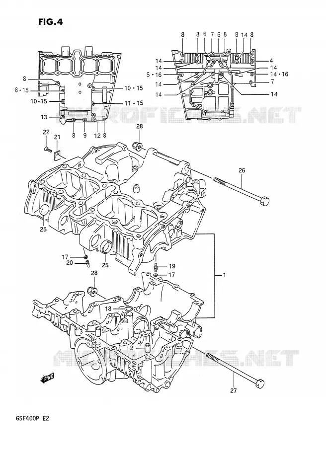 CRANKCASE Suzuki MOTO 400 BANDIT 1993  GSF400P(E2)