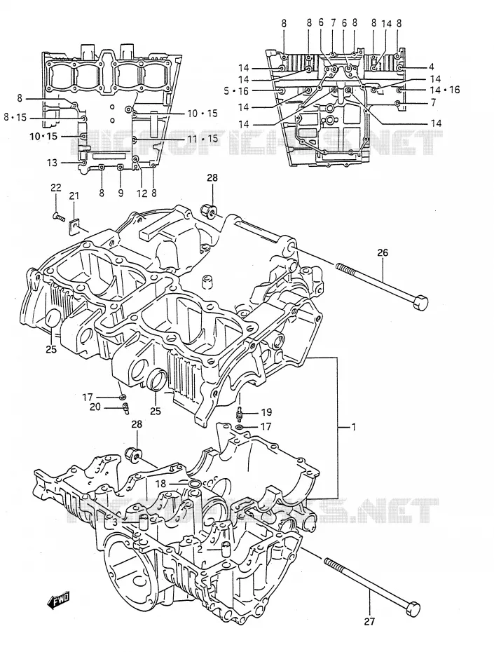 CRANKCASE Suzuki MOTO 400 BANDIT-N 1991  GSF400M(E28)