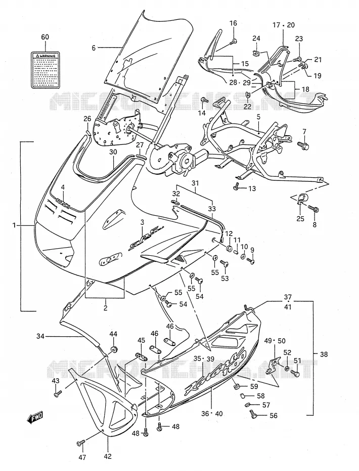 FAIRING (MODEL J) Suzuki MOTO 1100 GSX-F 1991  GSX1100FM(E28)