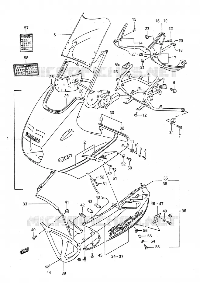 FAIRING (MODEL N/P) Suzuki MOTO 1100 GSX-F 1990  GSX1100FL(E28)