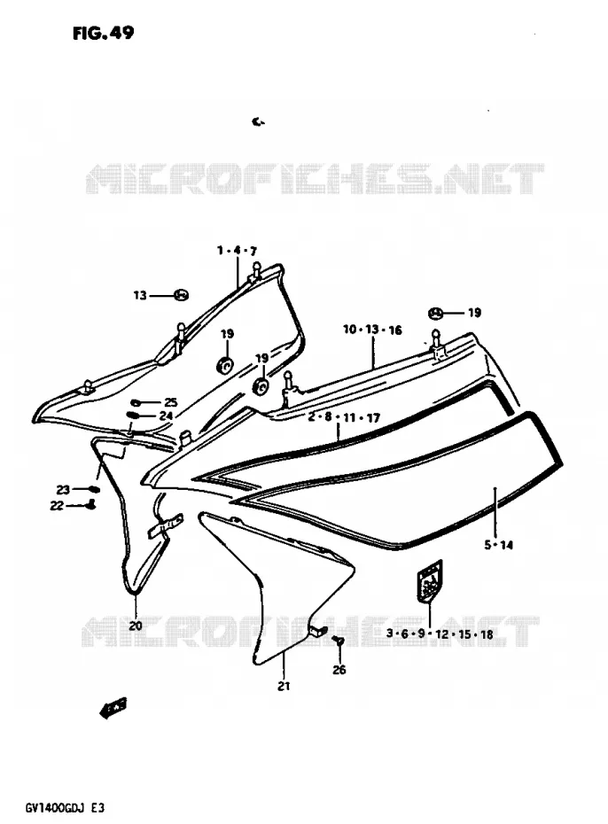FRAME COVER MODEL G Suzuki MOTO 1400 CAVALCADE 1987  GV1400GDH(G/H/J)