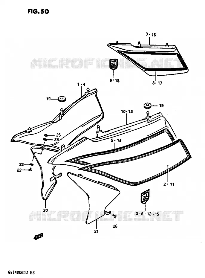 FRAME COVER MODEL H/J Suzuki MOTO 1400 CAVALCADE 1987  GV1400GCH(G/H/J)