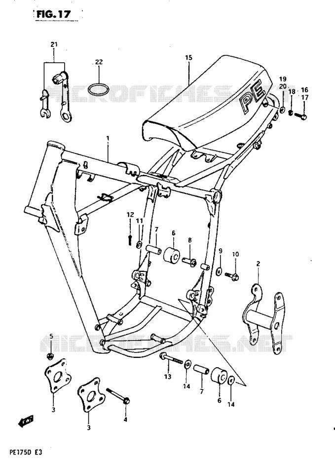 FRAME -SEAT Suzuki MOTO 175 PE 1982  PE175Z(Z/D)