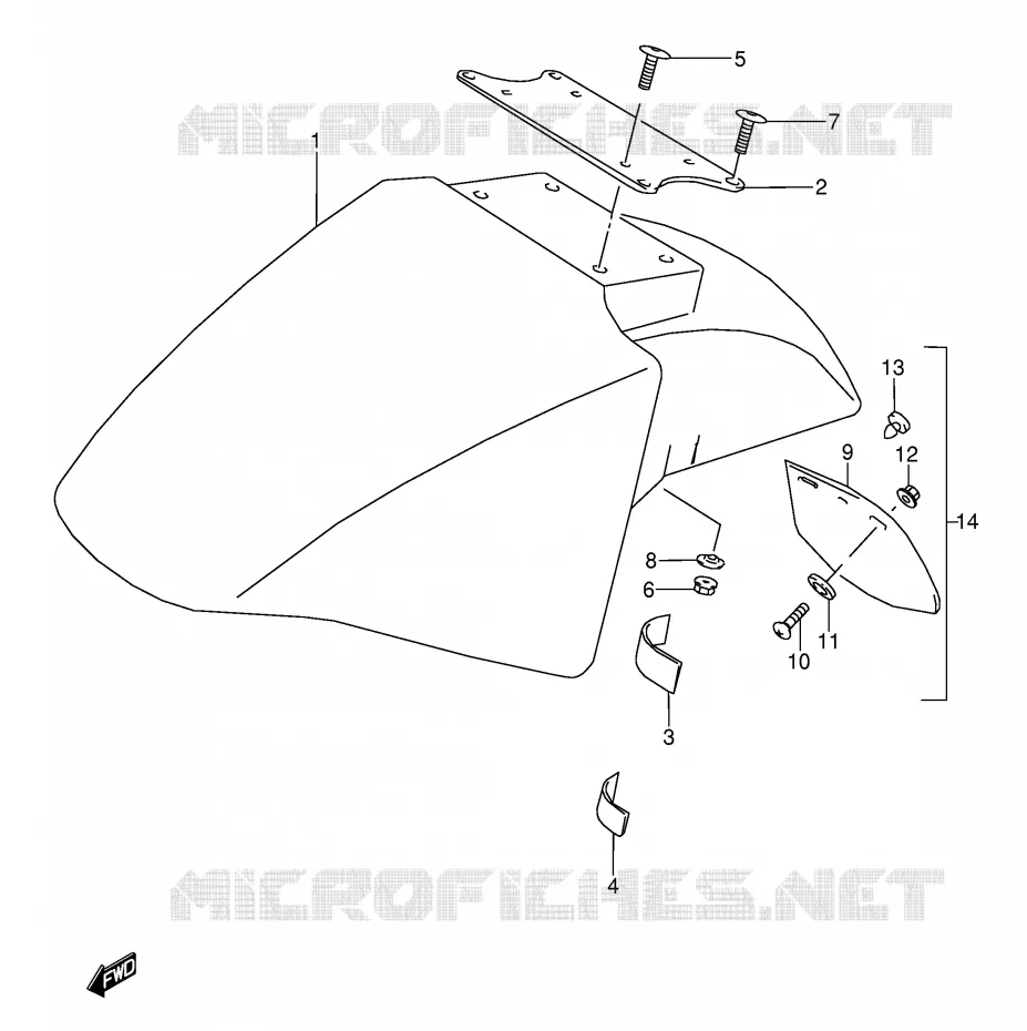 FRONT FENDER (MODEL J/K/L/M/N/P/R) Suzuki MOTO 600 GSX-F 1988  GSX600FJ(E2)