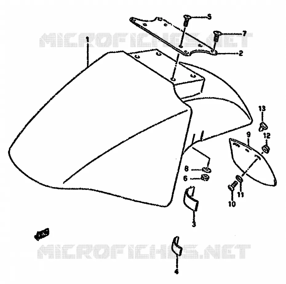 FRONT FENDER (MODEL K/L/M/N/P/R) Suzuki MOTO 750 GSX-F 1990  GSX750FL(K-T)