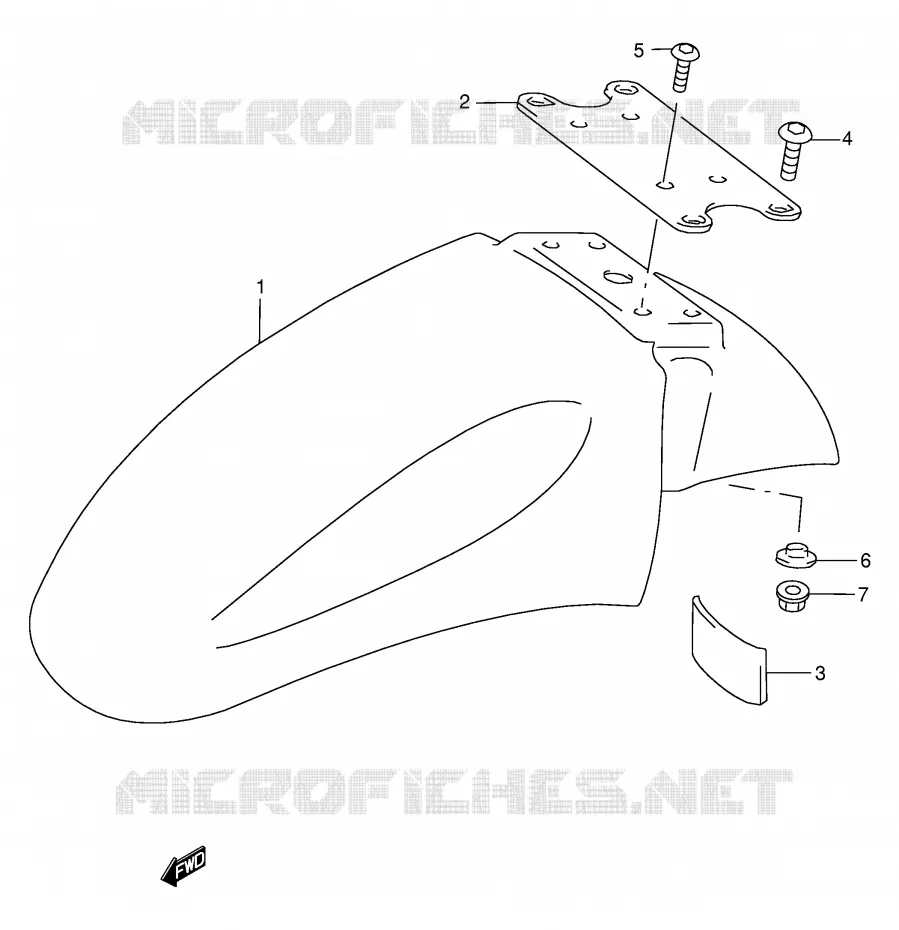 FRONT FENDER (MODEL W/X/Y/K1/K2) Suzuki MOTO 600 GSX-F 2002  GSX600FK2(E2)