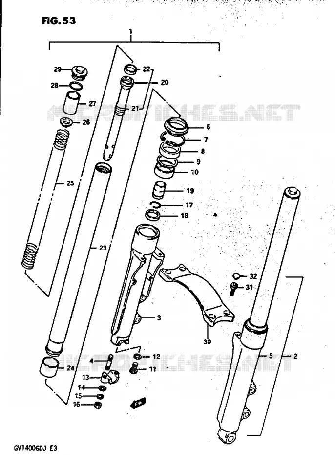FRONT FORK GV1400GCG/MODEL H/J Suzuki MOTO 1400 CAVALCADE 1987  GV1400GDH(G/H/J)