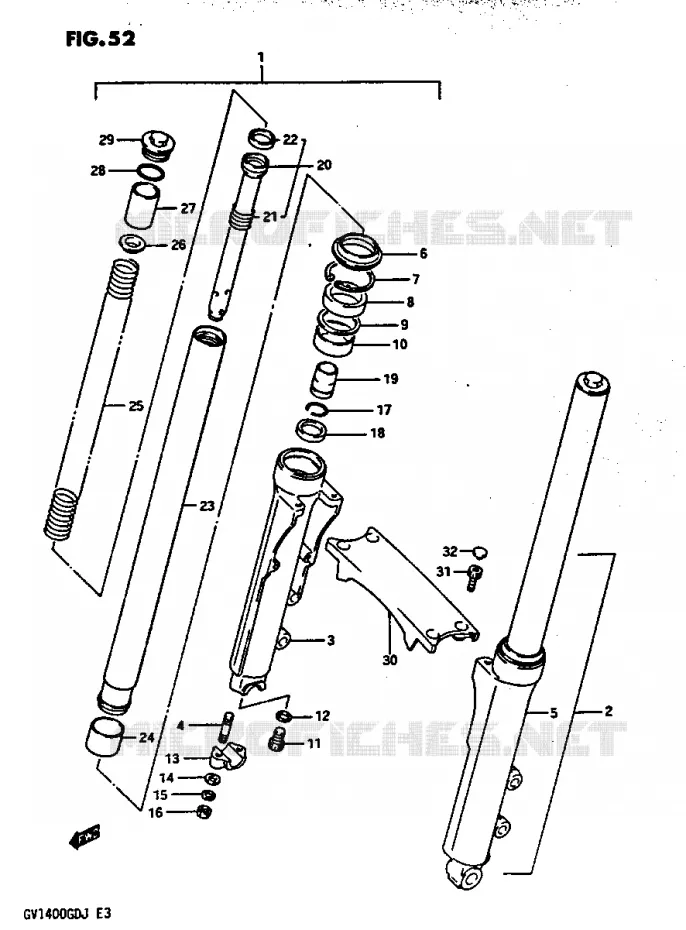 FRONT FORK GV1400GDG/GTG Suzuki MOTO 1400 CAVALCADE 1987  GV1400GTH(G/H/J)