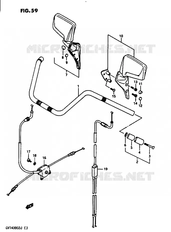 HANDLEBAR-CONTROL CABLE GV1400GCG/MODEL H/J Suzuki MOTO 1400 CAVALCADE 1987  GV1400GCH(G/H/J)