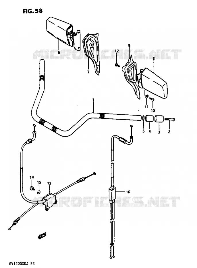 HANDLEBAR-CONTROL CABLE GV1400GDG/GTG Suzuki MOTO 1400 CAVALCADE 1987  GV1400GCH(G/H/J)