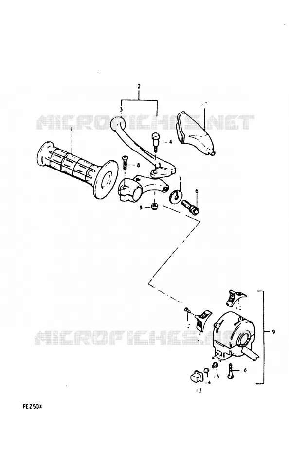 LEFT HANDLE - SWITCH (PE250T E2) Suzuki MOTO 250 PE 1981  PE250X(T/X)