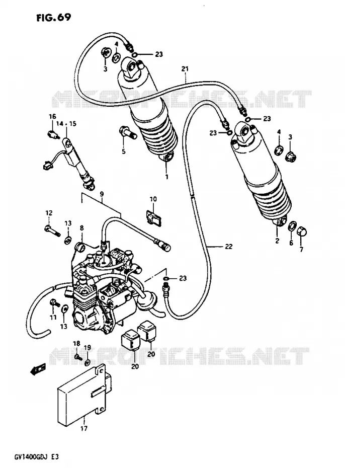 REAR SHOCK ABSORBER GV1400GDG/GCG/MODEL H/J Suzuki MOTO 1400 CAVALCADE 1987  GV1400GDH(G/H/J)