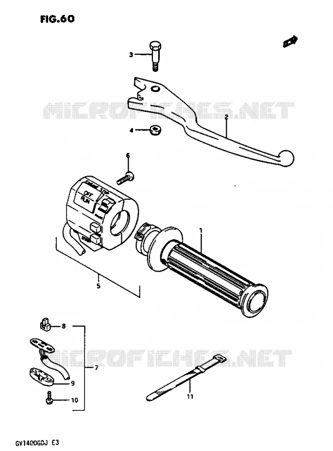 RIGHT HANDLE SWITCH GV1400GDG/GCG/MODEL H/J Suzuki MOTO 1400 CAVALCADE 1987  GV1400GTH(G/H/J)