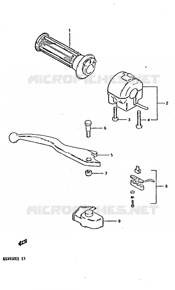 RIGHT SWITCH - HANDGRIP (GSX550ESD/ESE/EFE) Suzuki MOTO 550 GSX-E 1983  GSX550ESD(E1)