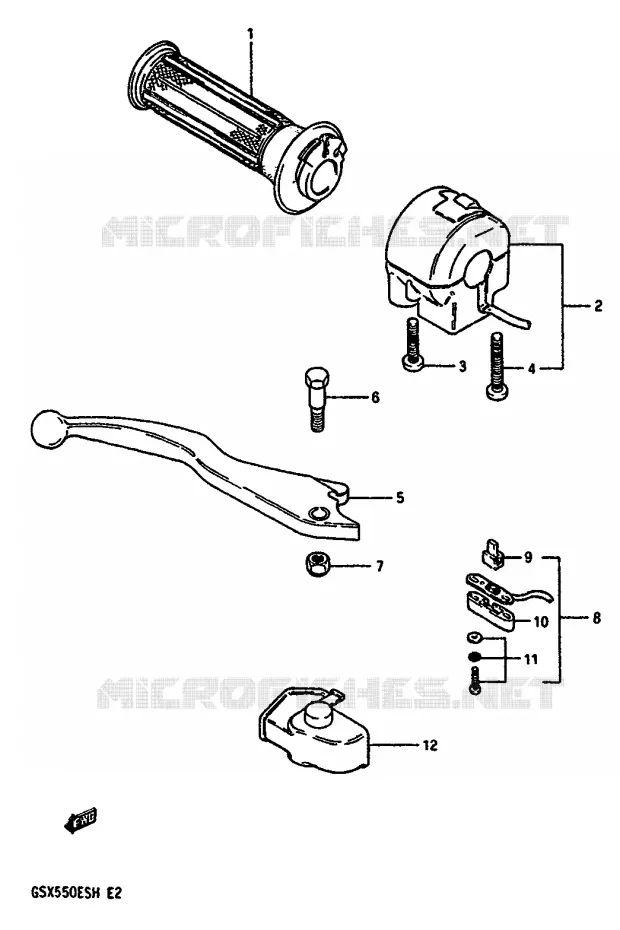 RIGHT SWITCH - HANDGRIP (GSX550ESF/EFF/ESG/EFG/ESH/EFH) Suzuki MOTO 550 GSX-E 1985  GSX550ESF(F/G/H)