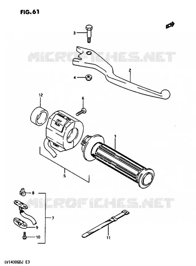 RIGHT SWITCH - HANDGRIP GV1400GDG/GCG/MODELE H/J Suzuki MOTO 1400 CAVALCADE 1987  GV1400GTH(G/H/J)