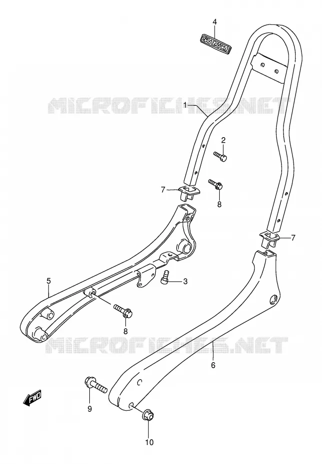 BACKREST (MODEL V/W/X/Y/K1/K2/K3) Suzuki MOTO 650 SAVAGE 1996  LS650PT(E2)