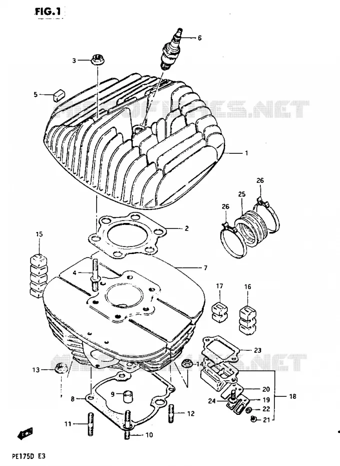 CYLINDER Suzuki MOTO 175 PE 1982  PE175Z(Z/D)