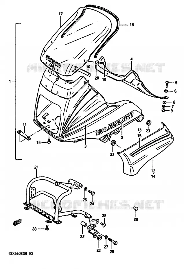 FAIRING (GSX550ESF) Suzuki MOTO 550 GSX-E 1985  GSX550ESF(F/G/H)