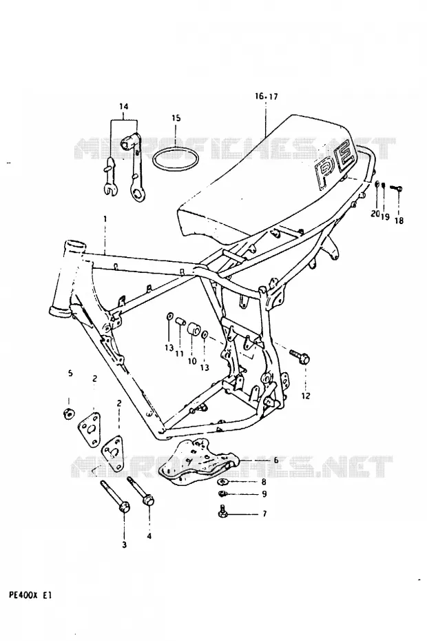 FRAME - SEAT Suzuki MOTO 400 PE 1996  PE400T(T/X)