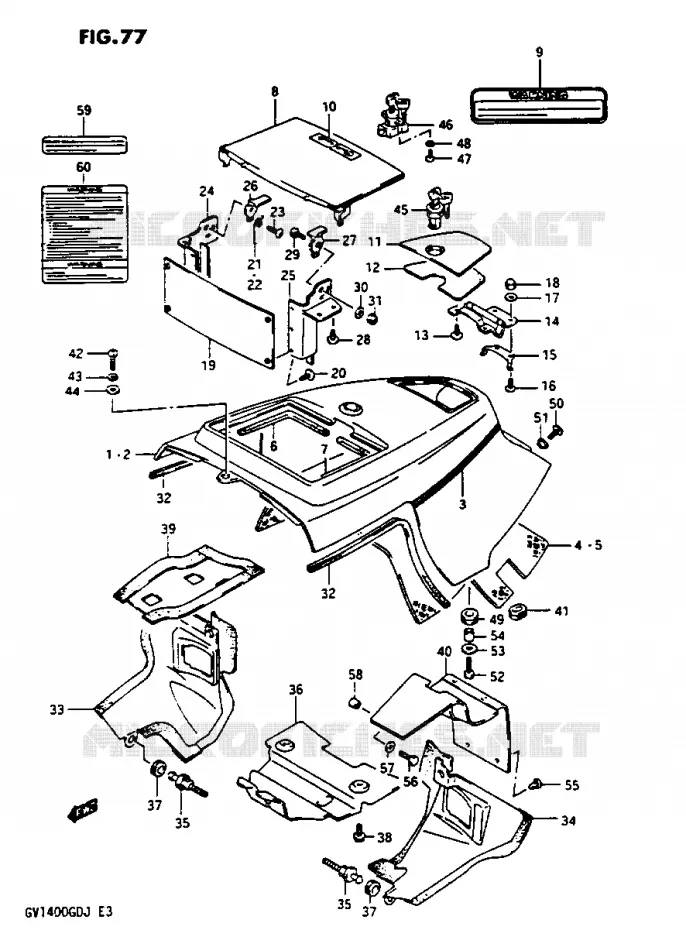 FRAME UPPER COVER MODEL H/J Suzuki MOTO 1400 CAVALCADE 1987  GV1400GTH(G/H/J)
