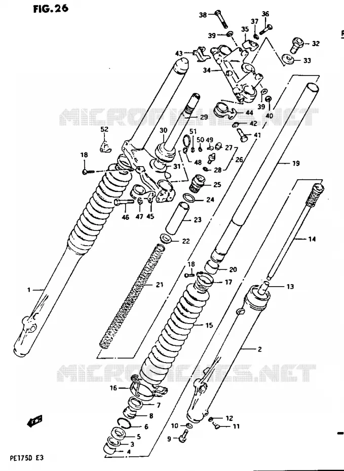 FRONT FORK MODEL D Suzuki MOTO 175 PE 1983  PE175D(Z/D)