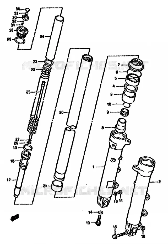 FRONT FORK (MODEL K/L/M/N/P/R) Suzuki MOTO 750 GSX-F 1996  GSX750FT(K-T)