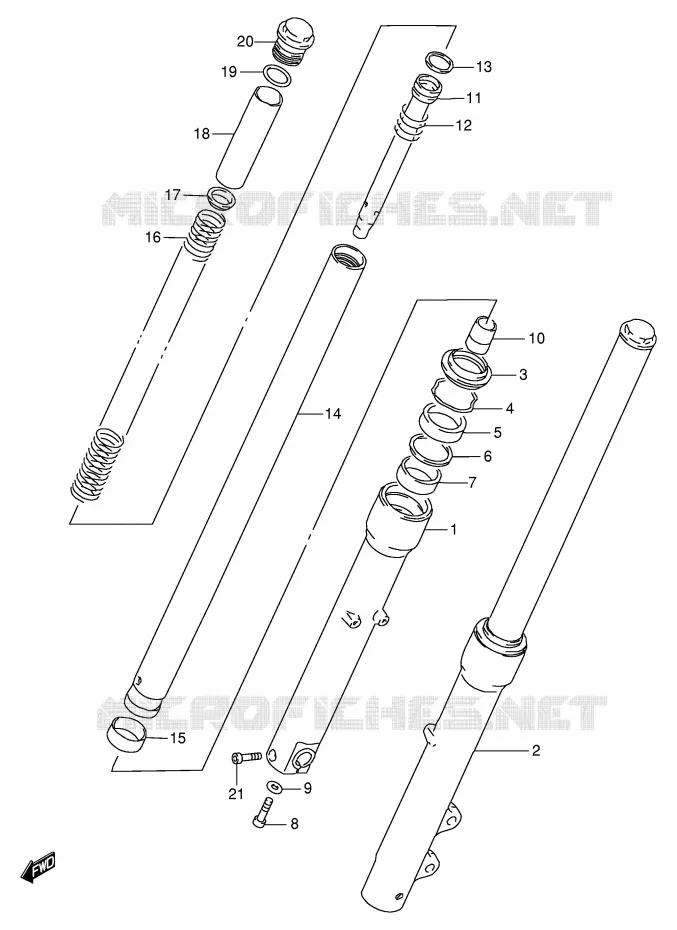 FRONT FORK (MODEL X/Y/K1 P37) Suzuki MOTO 650 SAVAGE 2002  LS650PK2(E2)