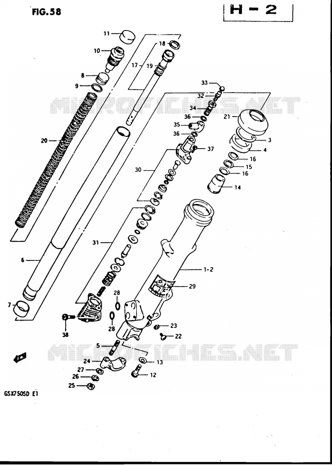 FRONT FORK (MODEL Z) Suzuki MOTO 750 GSX-S 1983  GSX750SD(E1)