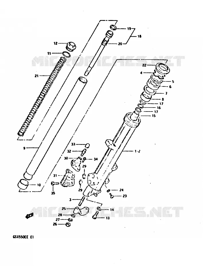 FRONT FORK Suzuki MOTO 550 GSX-E 1983  GSX550ESD(E1)