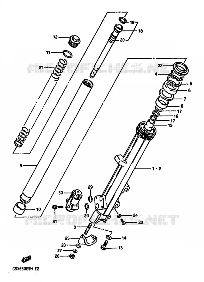 FRONT FORK Suzuki MOTO 550 GSX-E 1985  GSX550ESF(F/G/H)