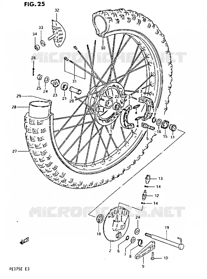 FRONT WHEEL Suzuki MOTO 175 PE 1984  PE175E