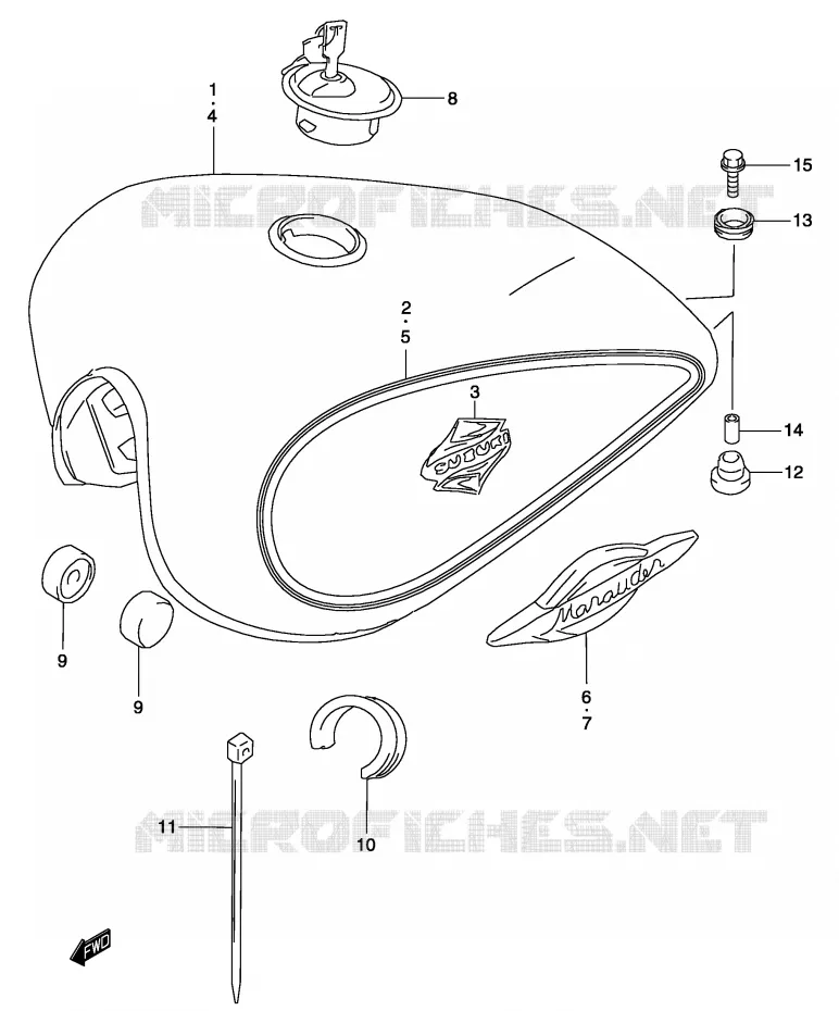 FUEL TANK (MODEL K3) Suzuki MOTO 250 MARAUDER 2003  GZ250K3(P3)