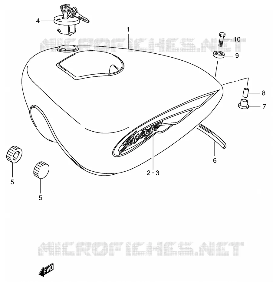 FUEL TANK (MODEL K4) Suzuki MOTO 650 BOULEVARD 2002  LS650PK2(E3/E28)