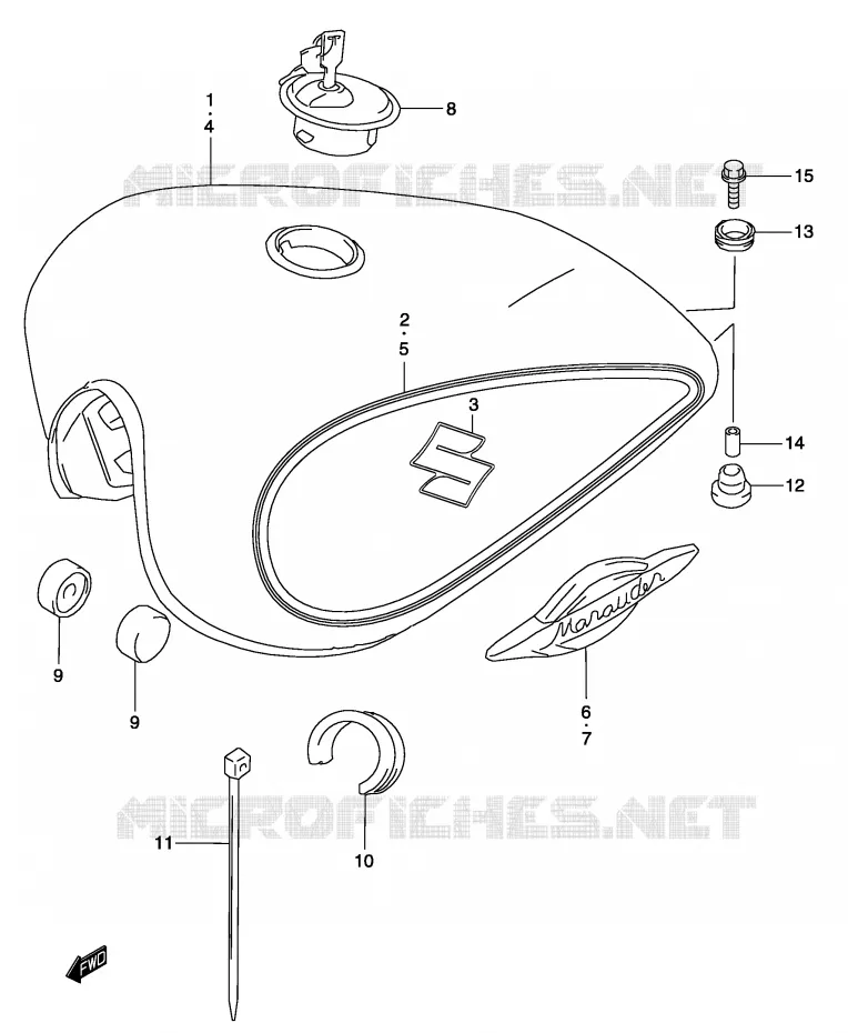 FUEL TANK (MODEL K5) Suzuki MOTO 250 MARAUDER 2003  GZ250K3(P3)