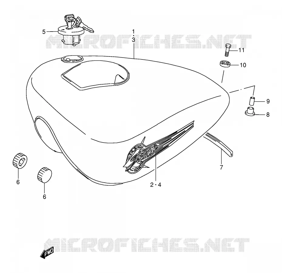 FUEL TANK (MODEL T/V/W/X) Suzuki MOTO 650 BOULEVARD 2002  LS650PK2(E3/E28)
