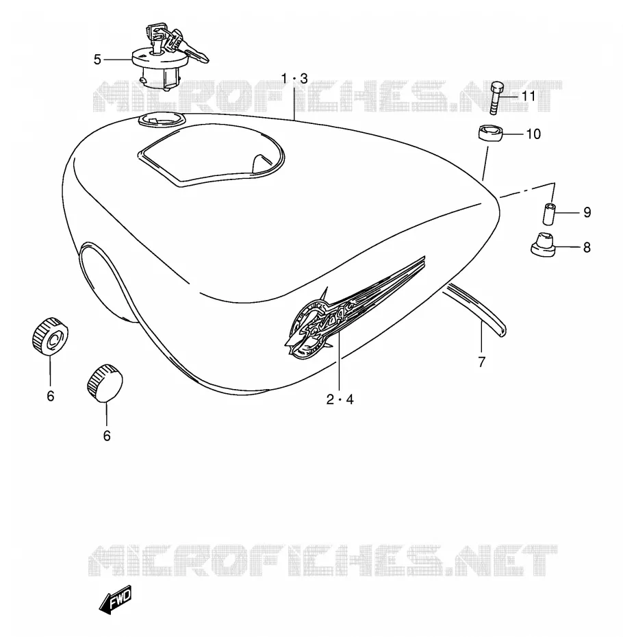 FUEL TANK (MODEL V/W/X) Suzuki MOTO 650 SAVAGE 1998  LS650PW(E2)