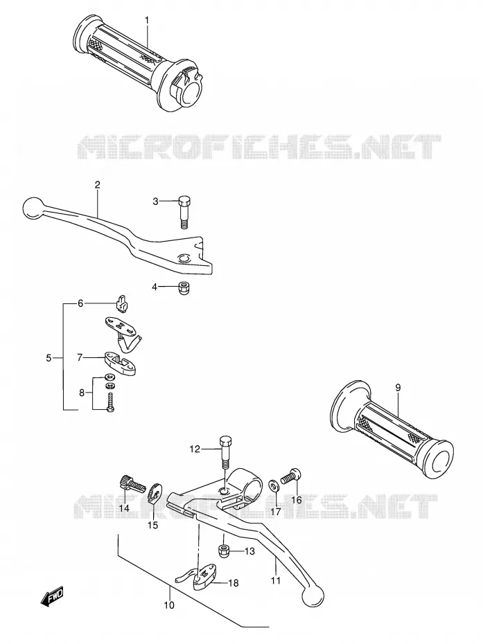 LEVERS - HANDGRIPS (MODEL J) Suzuki MOTO 600 GSX-F 1989  GSX600FUK(E2)