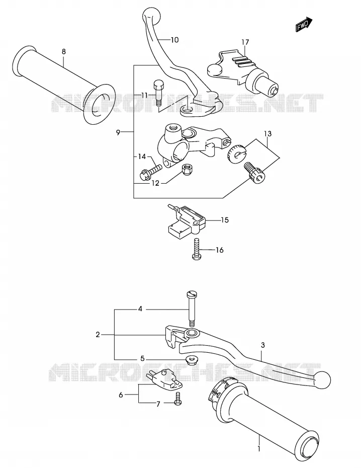 LEVERS - HANDGRIPS (MODEL K2) Suzuki MOTO 250 MARAUDER 2003  GZ250K3(P19)
