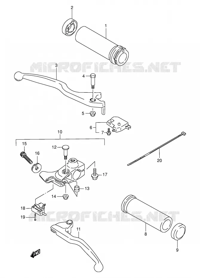 LEVERS - HANDGRIPS Suzuki MOTO 650 BOULEVARD 1998  LS650PW(E3/E28)