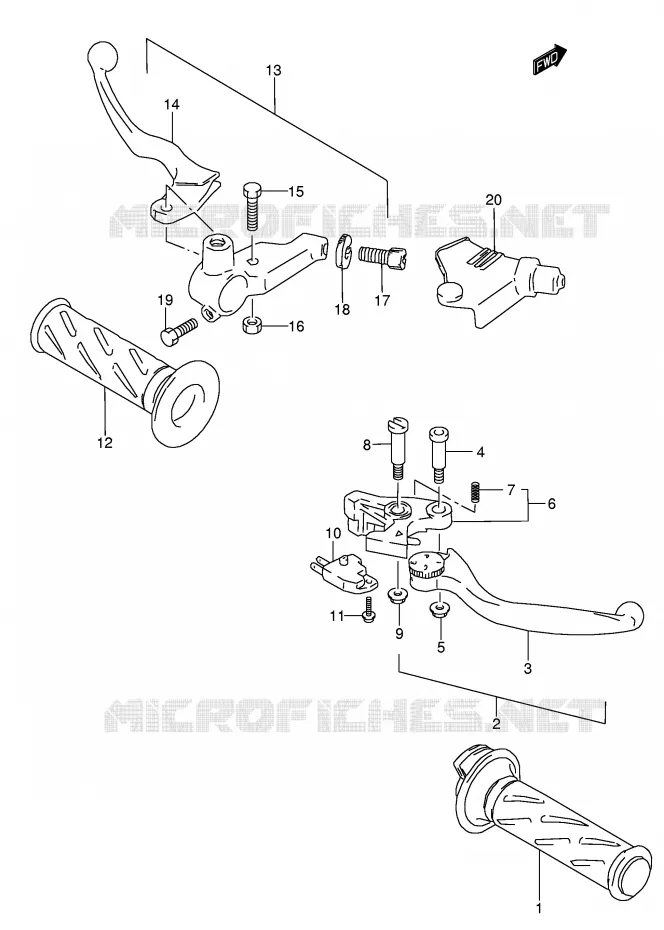 LEVERS - HANDGRIPS Suzuki MOTO 750 GSX 2000  GSX750Y(E4)