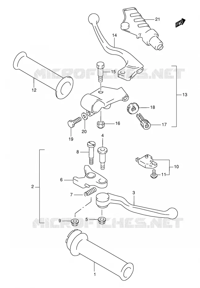 LEVERS - HANDGRIPS Suzuki MOTO 750 GSX-F 2003  GSX750FK3(E2)
