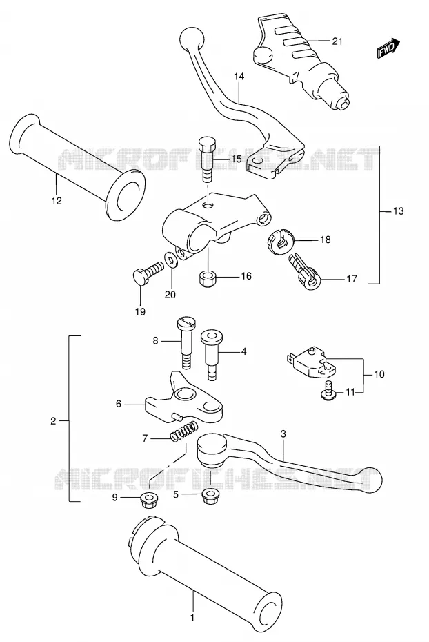 LEVERS - HANDGRIPS Suzuki MOTO 750 GSX-F 2004  GSX750FK4(E2)