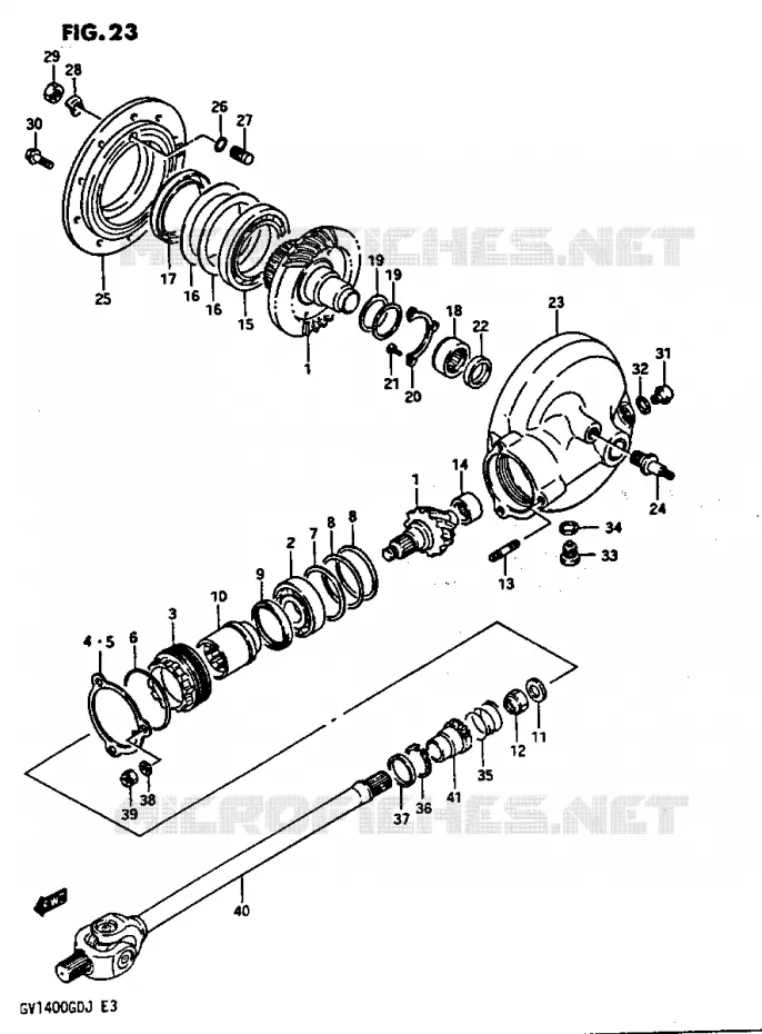 PROPELLER SHAFT-FINAL DRIVE GEAR Suzuki MOTO 1400 CAVALCADE 1987  GV1400GDH(G/H/J)